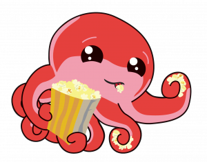 Octo eating popcorn